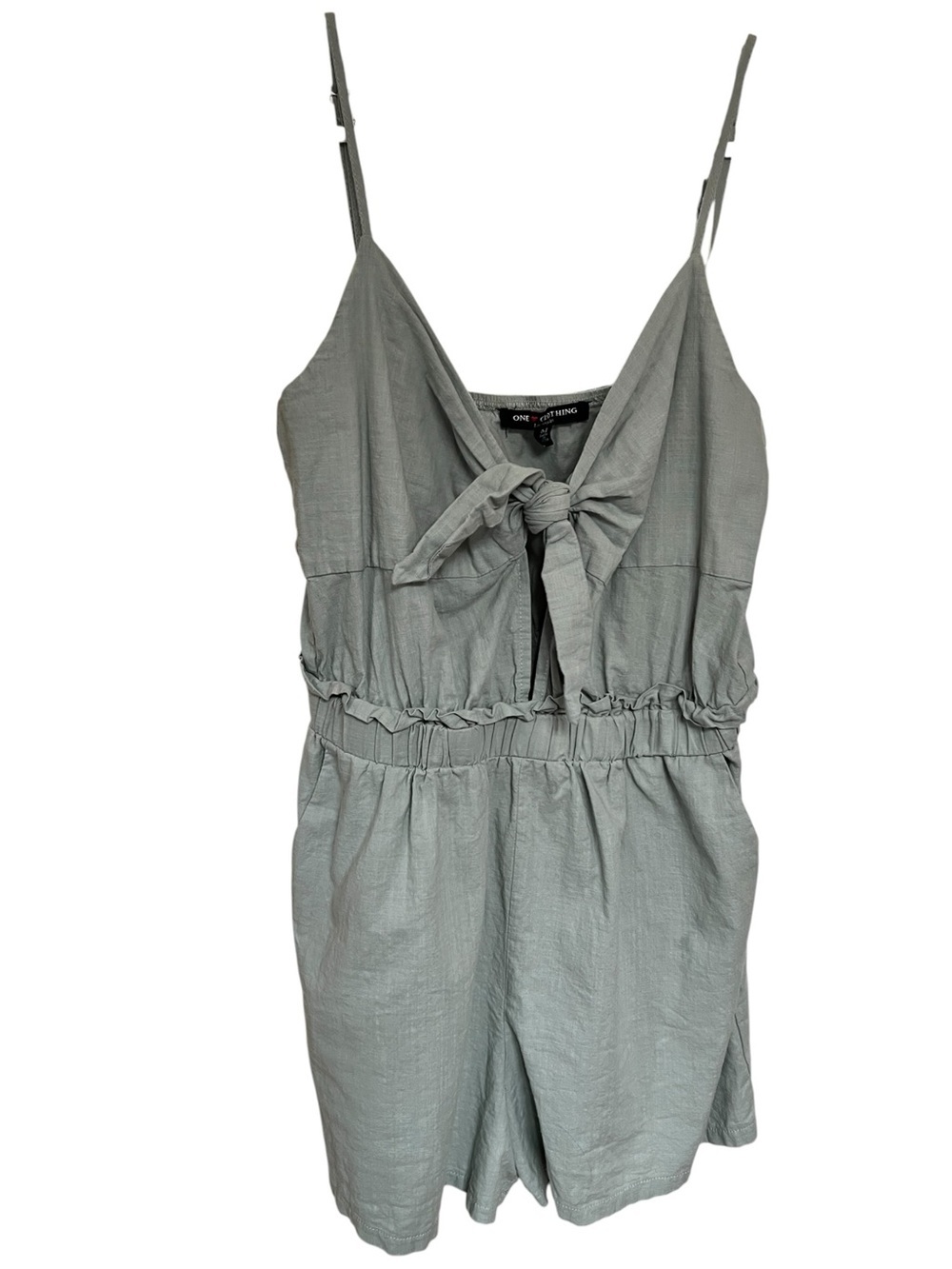 one clothing Sage Tie-Front Romper
